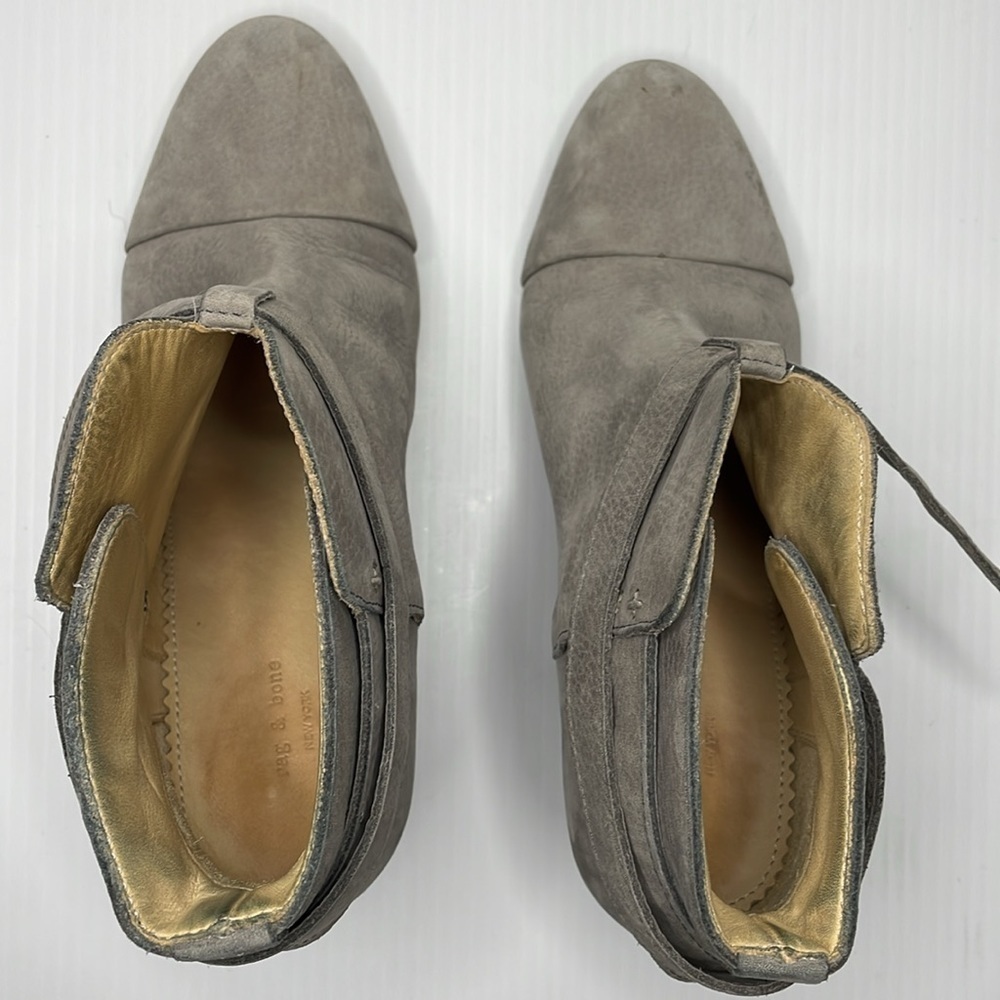 Rag & Bone Boots Ankle Harrow Booties Size 8.5 Grey Suede Heels - Picture 9 of 13
